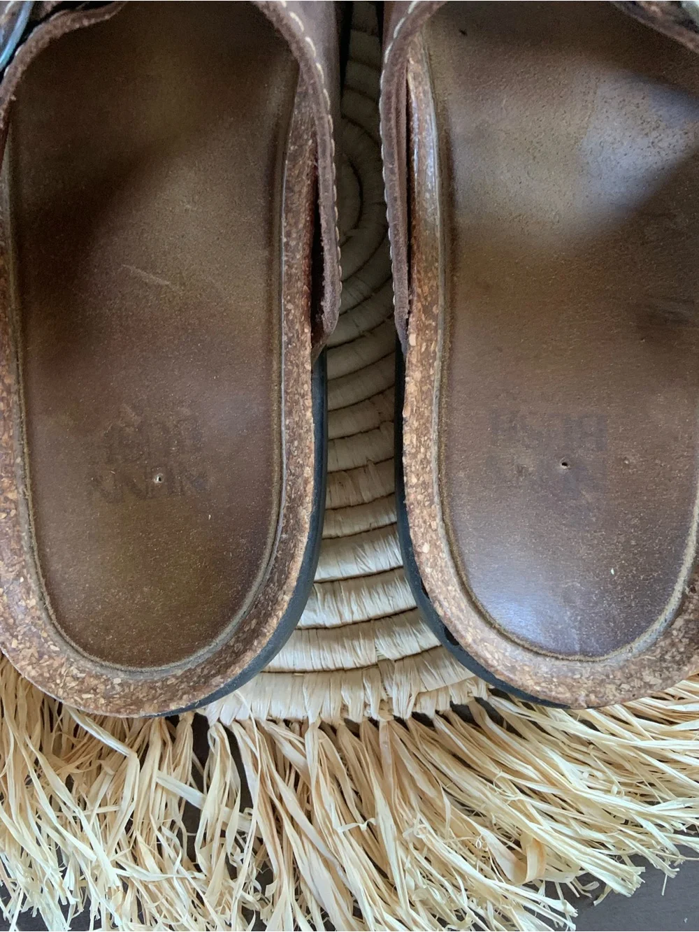 NUNN BUSH Brown Leather Buckle Slide Footbed Cork Sandals